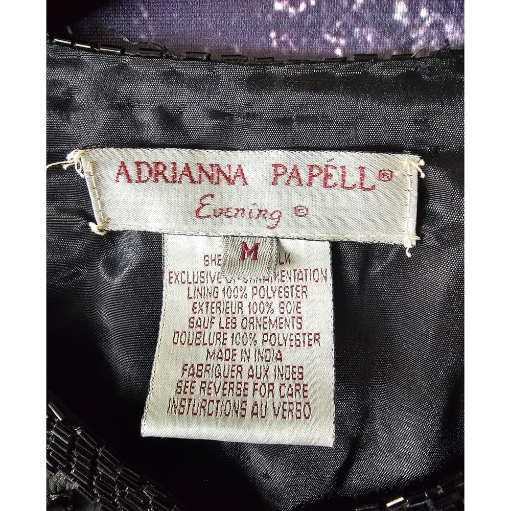 Adrianna Papell Evening Beaded Sequin‎ Jacket Bolero Black Party Elegant Size M - Picture 6 of 11